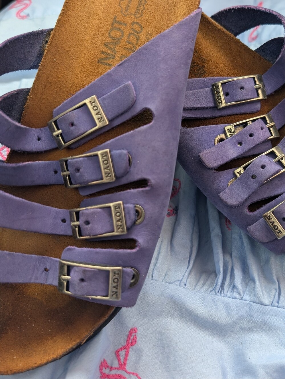 Women’s Purple Buckle Naot Slide Sandals Flip Flops